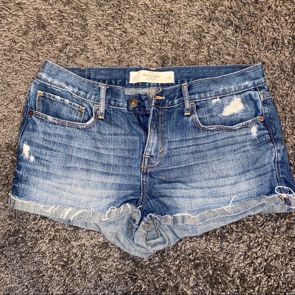 Abercrombie low rise denim shorts.